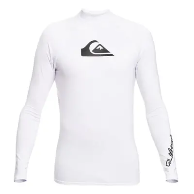 (S, Bright White) Quiksilver Mens All Time Long Sleeve UPF Rash Guard Vest T-Shirt Top