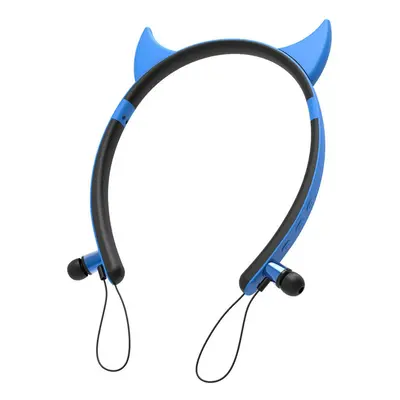 (Blue) Bluetooth Stereo Cute Shape Headphones Magnetic Sports Headset Sweatproof Detachable