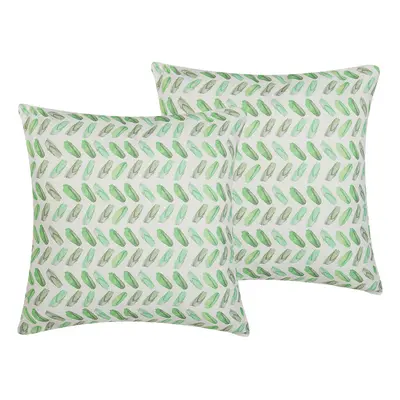 Set of Cushions Abstract Pattern x cm White and Green PRUNUS