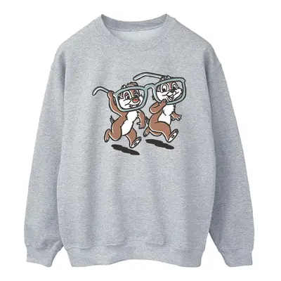 (XL, Sports Grey) Disney Womens/Ladies Chip 'n Dale Glasses Sweatshirt