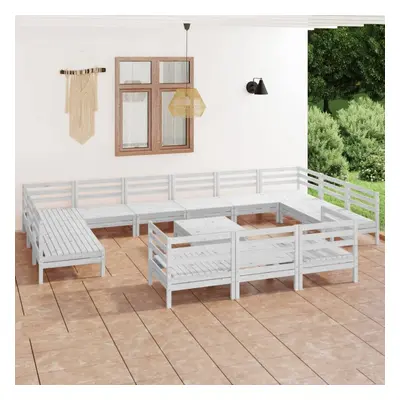 vidaXL Garden Lounge Set Outdoor Lounge Set Piece White Solid Wood Pine