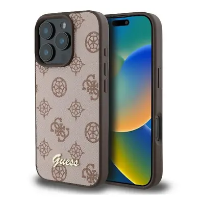 Guess Peony Script Logo Case with MagSafe for iPhone Pro Max 6.9" Brown