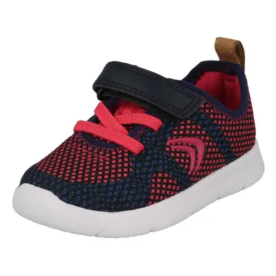 (UK Infant, Navy/Raspberry (Pink)) Childrens Unisex Clarks Lightweight Trainers Ath Flux - F Fit