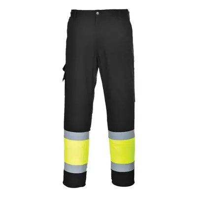 (XL R, Yellow/Black) Portwest Mens Contrast Hi-Vis Work Trousers