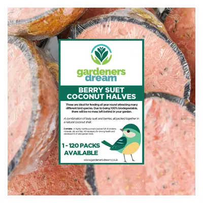 GardenersDream Berry Suet Filled Coconut Halves - Fresh Wild Garden Bird Food