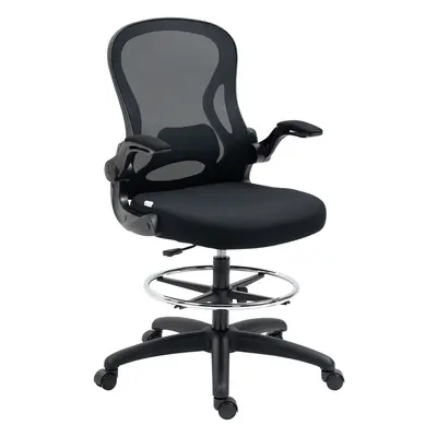 Vinsetto Draughtsman Chair Tall Office Chair w/ Adjustable Footrest Ring Black