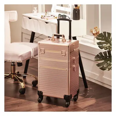 3 in Portable Cosmetic Makeup Train Case