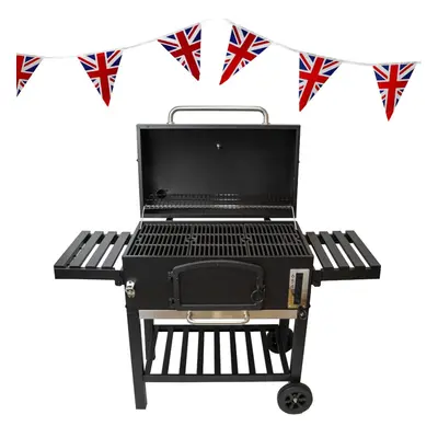 XXL BBQ Smoker Charcoal Barbecue Grill Portable Garden & Union Jack Flag Bunting