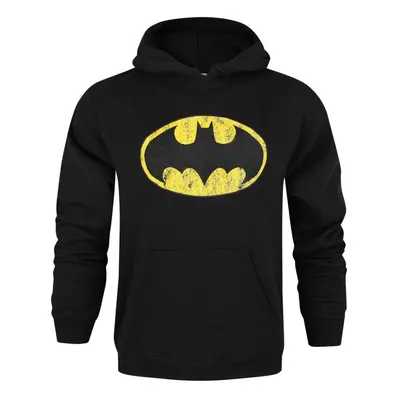 Batman Mens Distressed Logo Hoodie