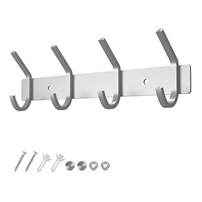 Dripex Coat Hook Rack Wall Mounted Stainless Steel Hanger Heavy Duty Clothes Hat Holder (4 Hooks