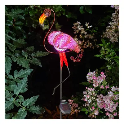 Solar Power Pink Flaming Garden Stake Light Novelty Animal Patio Decor