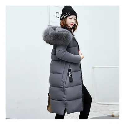 (Grey, UK 8) Women Ladies Winter Fur Hooded Parka Jacket Coats