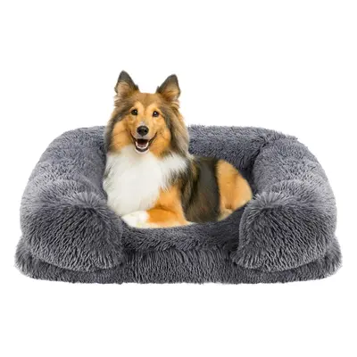 (XXLï¼80X65X17cm), Grey) Washable dog bed with plush removable cover, memory foam, non-slip bot