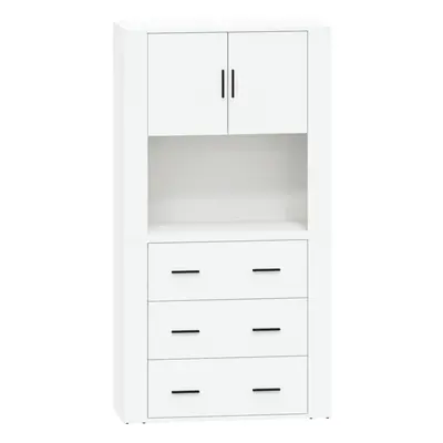 vidaXL Highboard White Engineered Wood Cupboard Sideboard Storage Cabinet