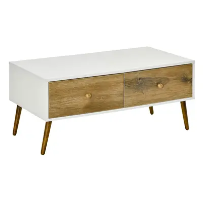 HOMCOM Coffee Table w/ Drawers for Reception Room, TV Table, Functional Table