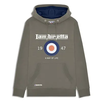 (M, Khaki) Lambretta Mens Target Pullover Hooded Sweatshirt Hoody Jumper Hoodie