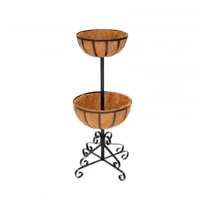 Oypla Tier Metal Garden Flower Fountain Plant Display Stand with Coco Liners