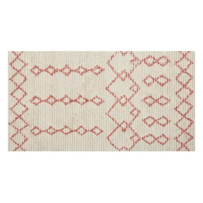 Cotton Area Rug x cm Beige and Pink BUXAR