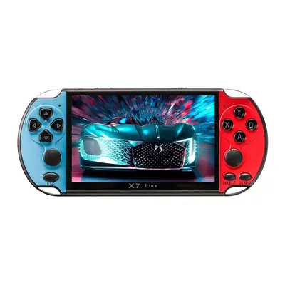 (Red+Blue) X7 Plus Retro PSP Game Player 8GB Pocket Video Game Console AV TV Out Kids Gift