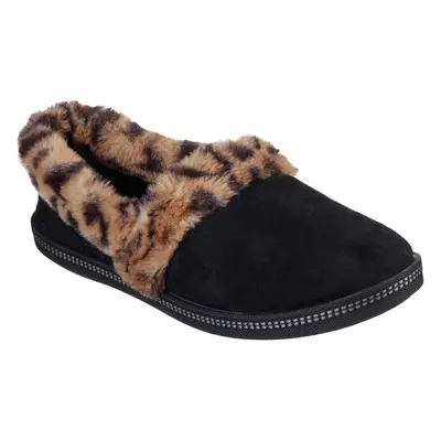 (7 (Adults')) Skechers cali cozy campfire f womens ladies full slippers black/leopard print