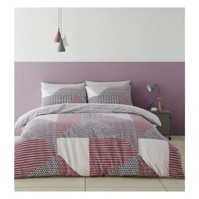 (Double) Catherine Lansfield Larsson Geo Duvet Cover Set Plum