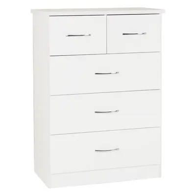 Nevada 3+2 Drawer Chest White Gloss