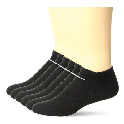 NIKE Unisex Performance Cushion No-Show Socks with Bag (6 Pairs) Black/White Large