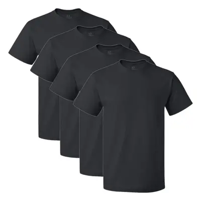 Fruit of the Loom Men's Lightweight Cotton Tees (Short & Long Sleeve) Crew-4 Pack-Black Large