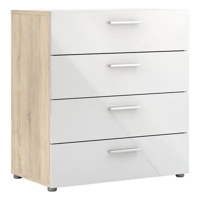 Chest of Drawers in Oak with White High Gloss