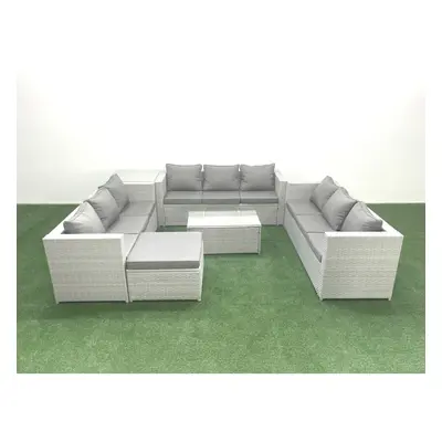 Fimous Rattan Garden Outdoor Furniture Set Seater Garden Sofa Coffee Table Set with Big Footstoo