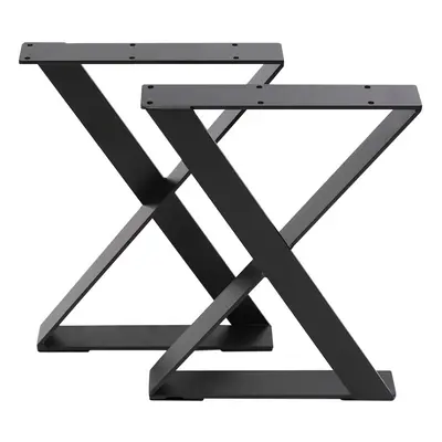 Set of Black X Shaped Industrial Metal Furniture Legs Feet Table Legs W x H cm