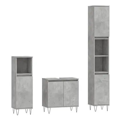 (concrete grey) vidaXL Bathroom Furniture Set Piece Cabinet High Gloss White Engineered Wood