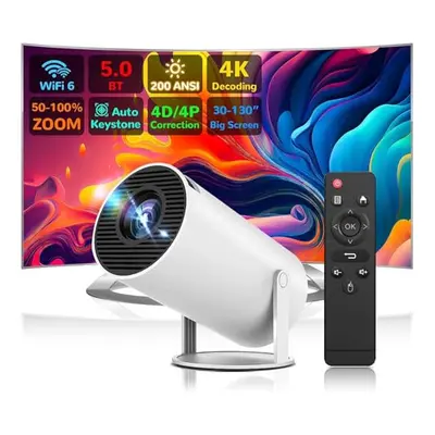 AILRINNI 4K Mini Projector with WiFi and Bluetooth 5.0-200 ANSI Outdoor Movie Projector, Auto Ke