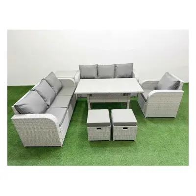 Fimous Seater Poly Rattan Outdoor Garden Furniture Rectangular Dining Table Sofa Set Seater Sofa