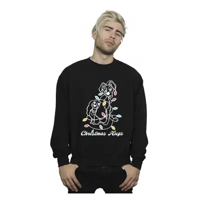 (L, Black) Disney Mens Lady And The Trump Christmas Hugs Sweatshirt