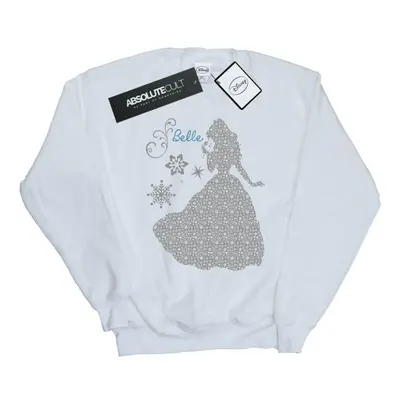 (L, White) Disney Princess Womens/Ladies Belle Christmas Silhouette Sweatshirt