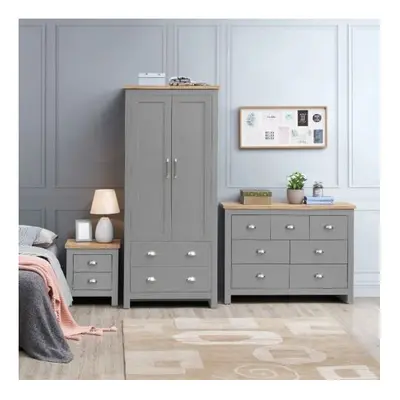 3 Piece Set (2 Door Wardrobe, 3+4 Chest, Drawer Bedside) Cream