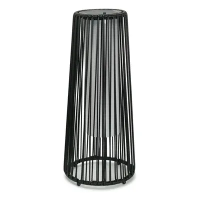 Small Black PE Rattan Solar Floor Lamp