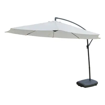 (Cream Parasol With Base) KCT 3.5m Garden Cantilever Parasol and Base