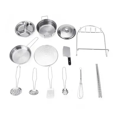 () 32PCS Mini Stainless Steel Kitchen Cutlery Play House Food Toy Boiler Kettle Cup Bowl Spoon C