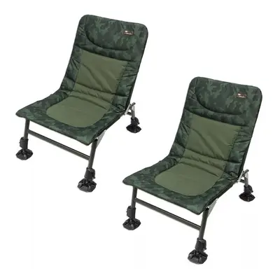 Fishing Capming Chair Camo Adjustable Legs Mud Feet Padded Comfortable Set Of