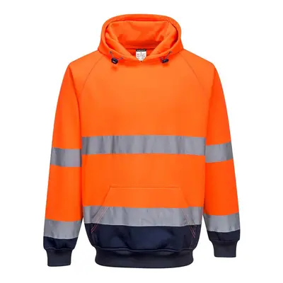 (XL, Orange/Navy) Portwest Mens Contrast Hi-Vis Hoodie