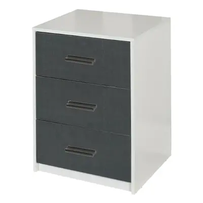 (White Carcass with Black Drawers) Tier Wooden Bedside Nightstand Cabinet Table