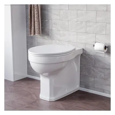 Nes Home White Modern Back To Wall Rimless Toilet with Seat Cover