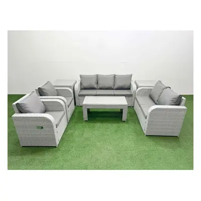 Fimous PE Rattan Garden Furniture Set Adjustable Chair Sofa Double Love Seat Seater Sofa Lounge 