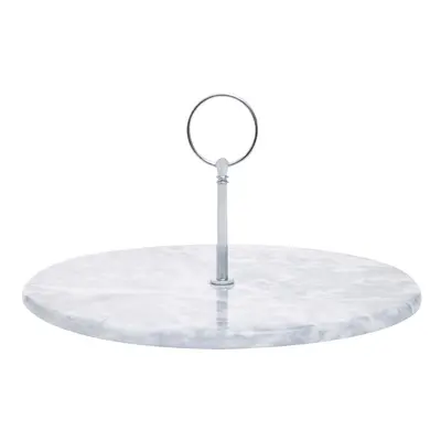 Premier Housewares Grey Marble Cake Stand with Silver Handle