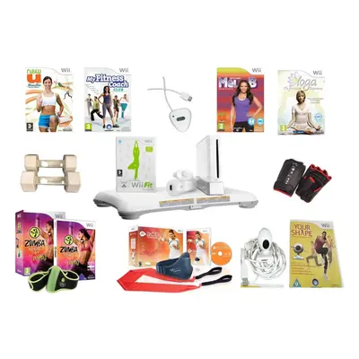 Nintendo Wii Ultimate Fitness Workout Bundle Fit Board Zumba Your Shape EA Active trainer Yoga N