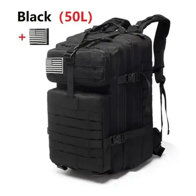 (black, 50L) 25l/50l Waterproof Backpack Outdoor Rucksacks Tactical Sports Camping Hiking Trekki