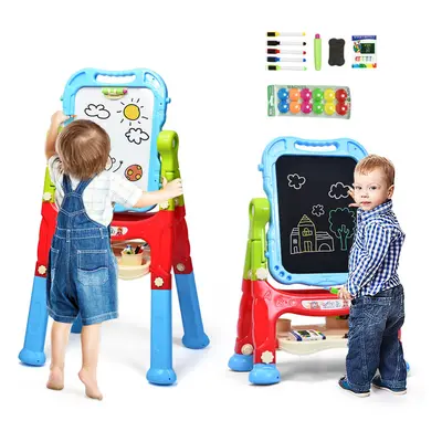 Kids Double Sided Easel Magnetic Drawing Chalkboard Whiteboard