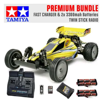 TAMIYA RC Sand Viper DT-02 Tuned 2WD 1:10 Premium Stick Radio Bundle